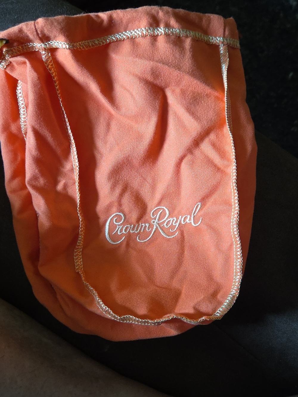 Crown Royal Orange Velvet Drawstring Travel Pouch